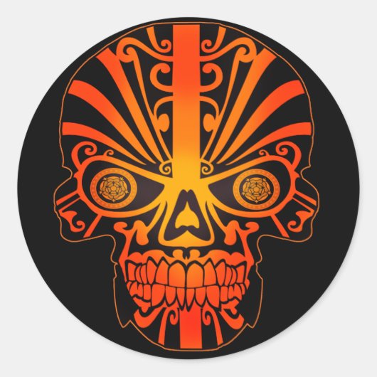 Sticker Rond Halloween fou orange (Devant)