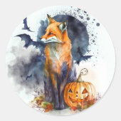 Sticker Rond Halloween Fox aquarelle (Devant)