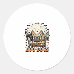 Sticker Rond Halloween Frenchie Boo Dogs Drôle Vintage_1
