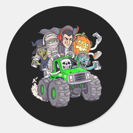 Sticker Rond Halloween Gamer Skeleton (Devant)