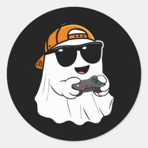 Sticker Rond Halloween Garçons Enfants Ghost Gamer Costume d'ho