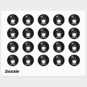 Sticker Rond Halloween Gnome sorcière blanc cheveux noir Casque (Feuille)
