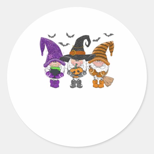 Sticker Rond Halloween Gnomes mignon Automne Citrouille Automne (Devant)
