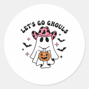 Sticker Rond Halloween Go Ghouls Ghost Retro Costume femme