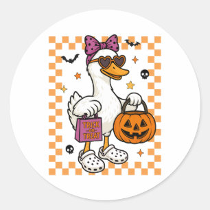 Sticker Rond Halloween Goose Ghost Bow Coquette Trucs Ou Traite