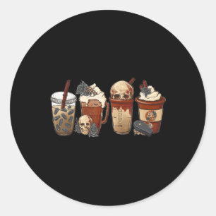 Sticker Rond Halloween Goth fille café citrouille épice latte g