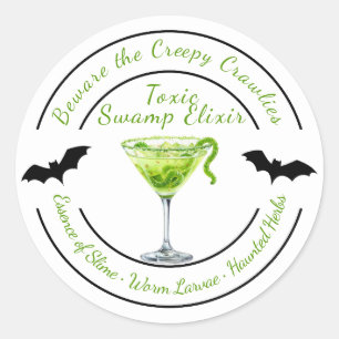 Sticker Rond Halloween Gothique Boisson gluante hantée Gr