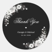 Sticker Rond Halloween gothique noir Merci floral Mariage (Devant)