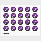 Sticker Rond Halloween Graveyard Éffrayant Cute Skeleton & Ghos (Feuille)