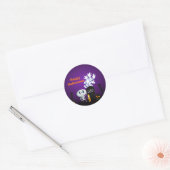 Sticker Rond Halloween Graveyard Éffrayant Cute Skeleton & Ghos (Enveloppe)