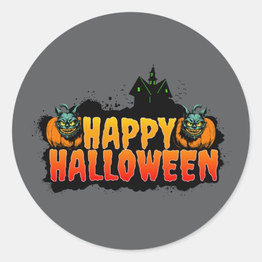 Sticker Rond Halloween hanté (Devant)