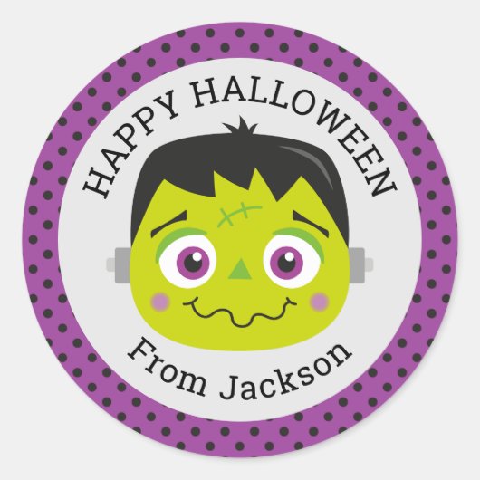 Sticker rond Halloween Happy Personnalisé (Devant)