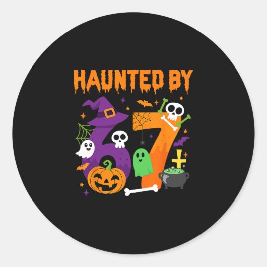 Sticker Rond Halloween Haunted 67 Six Seven Meme 1 (17)  (Devant)