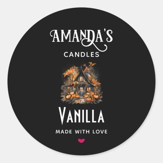 Sticker Rond Halloween Haunted House Candle Business (Devant)