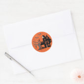 Sticker Rond Halloween Haunted House Scène (Enveloppe)