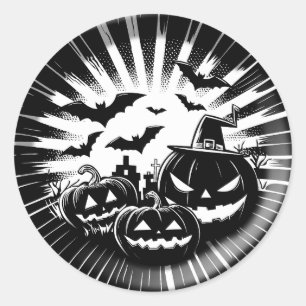 Sticker Rond Halloween in black and white