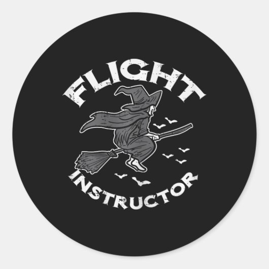 Sticker Rond Halloween instructeur de vol sorcière drôle costum (Devant)