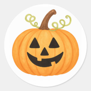Sticker Rond Halloween Jack-o-Lantern