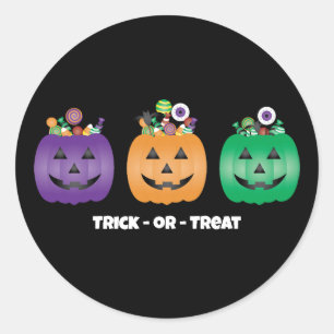 Sticker Rond Halloween Jack-o'-lantern Candy Pail
