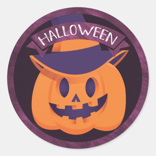 Sticker Rond Halloween Jack O'Lantern sorcière (Devant)