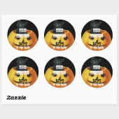 Sticker Rond HALLOWEEN Jack O'Lanterne et Chat noir (Feuille)