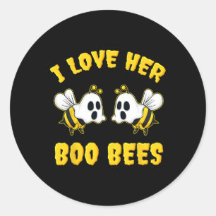 Sticker Rond Halloween J'Aime Son Boo Bees Fun