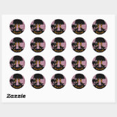 Sticker Rond Halloween Jambes de sorcière Chat noir Hocus Pocus (Feuille)