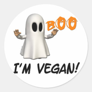 Sticker Rond Halloween je suis Vegan