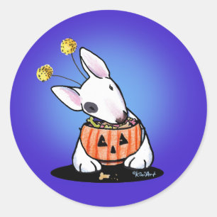Sticker Rond Halloween KiniArt Bull Terrier