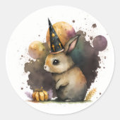 Sticker Rond Halloween lapin d'aquarelle (Devant)