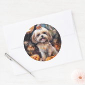 Sticker Rond Halloween Lhassa Apso Avec Peur Citrouille (Enveloppe)