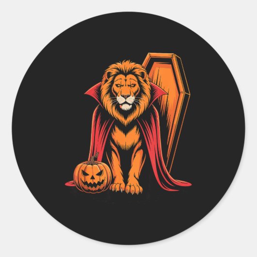 Sticker Rond Halloween Lion Coffin Lions  (Devant)