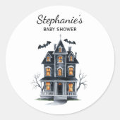 Sticker Rond Halloween Maison hantée Citrouille & baby shower (Devant)