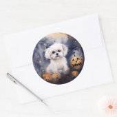 Sticker Rond Halloween Maltais Avec Peur Citrouille (Enveloppe)