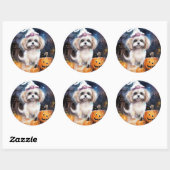 Sticker Rond Halloween Malti Tzu Avec Peur Citrouille (Feuille)