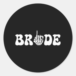 Sticker Rond Halloween mariée Mariage Groom Skeleton Couple Mat