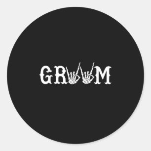 Sticker Rond Halloween mariée Mariage Groom Skeleton jusqu'à la