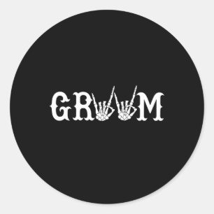 Sticker Rond Halloween mariée Mariage Groom Skeleton jusqu'à la