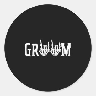 Sticker Rond Halloween mariée Mariage Groom Skeleton jusqu'à la