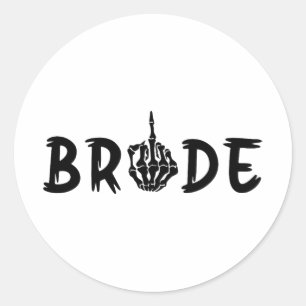 Sticker Rond Halloween mariée Mariage Groom Skeleton jusqu'à la
