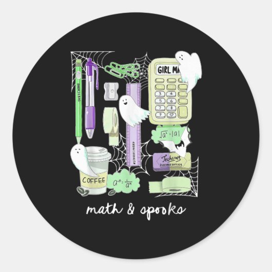 Sticker Rond Halloween Math Teacher Ghosts Trig Or Treat Studen (Devant)