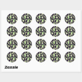 Sticker Rond Halloween mignon Éffrayant brillant squelette os c (Feuille)