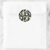 Sticker Rond Halloween mignon Éffrayant brillant squelette os c (Sac)