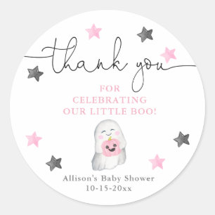 Sticker Rond Halloween mignon fantôme rose blanc fille baby sho