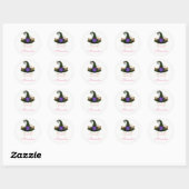 Sticker Rond Halloween mignon Monogram Kitty Witch Seal (Feuille)