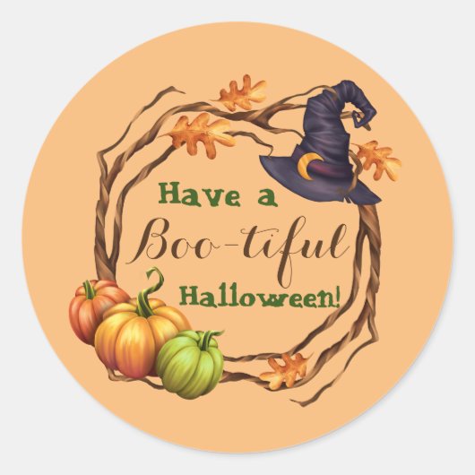 Sticker Rond Halloween modifiable Automne Treat Favoriser Stick (Devant)