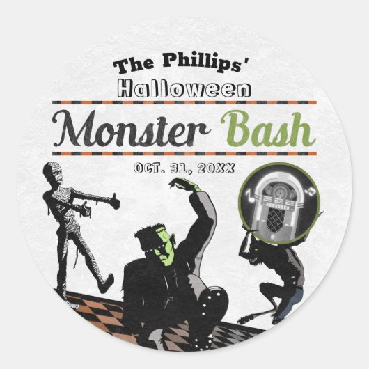 Sticker Rond Halloween Monsters Monster Bash Costume Party (Devant)