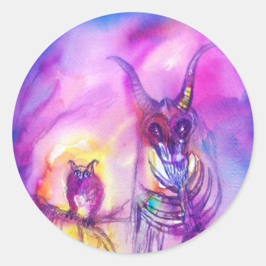 Sticker Rond HALLOWEEN MONSTERS / ORK WAR Imaginaire rouge viol (Devant)