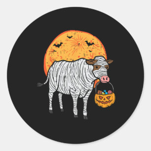 Sticker Rond Halloween Mummy Cow Trick Treat Farm Costume Garço