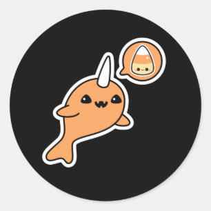 Sticker Rond Halloween Narwhal